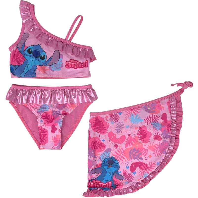Disney Lilo și Stitch Tropic Pink set bikini și sarong cu desene pentru