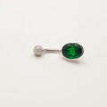 SaraTremo Piercing pentru buric din argint cu cristal zirconia verde