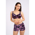 embody Costum de baie marime mare, cu slipi tip pantaloni scurti, sutien bustiera, roz floral, Natalia