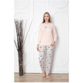 embody Pijama dama bumbac interlock, imprimeu luna si stele, corai deschis 2050