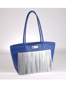 Poşetă din material impermeabil Kbas cu bordură decorativă albastră