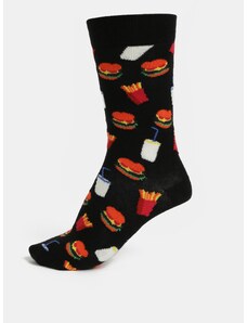 Sosete unisex negre cu model Happy Socks Hamburger