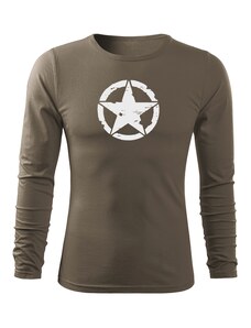 DRAGOWA Fit-T tricou cu mânecă lungă star, oliv 160g/m2