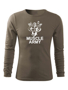 DRAGOWA Fit-T tricou cu mânecă lungă muscle army team, oliv 160g/m2