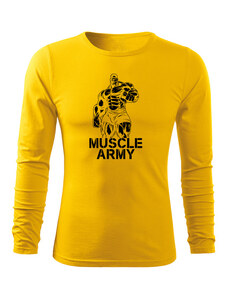 DRAGOWA Fit-T tricou cu mânecă lungă muscle army man, galben 160g/m2