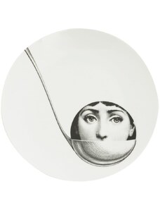 Fornasetti face in ladle printed plate - White