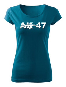 DRAGOWA tricou de damă ak47, petrol blue 150g/m2