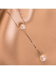 Tie-Me-Up Colier argint perle scoica alba Delicate