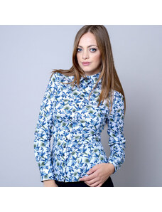 Femei albastru cămașă cu mânecă lungă Willsoor floral / vegetal 10382
