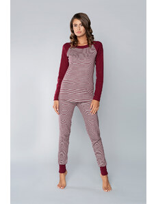 Italian Fashion Women's pyjamas Sana long sleeves, long trousers - melange-burgundy/burgundy