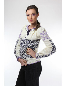 IE tricotata cu model traditional lila indigo Onibon