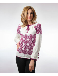 IE tricotata cu model traditional rosu violet Onibon