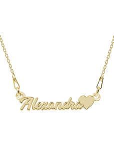 BijuBOX - Cadou mama Colier personalizat numele Alexandra cu inimioara din Argint 925 placat cu aur galben 24 karate