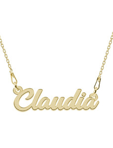 BijuBOX - Name Colier Argint Placat cu Aur 24 karate, Nume Claudia, 45 cm