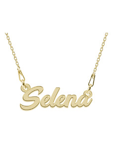 BijuBOX - Name Colier Argint Placat cu Aur 24 karate, Nume Selena, 45 cm