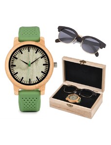 Set ceas din lemn Bobo Bird B06 si ochelari de soare din lemn
