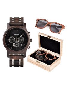 Set ceas din lemn Bobo Bird P19 si ochelari de soare din lemn