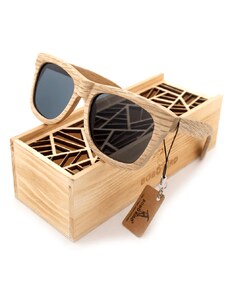 Ochelari de soare din lemn Bobo Bird AG007, lentila gri