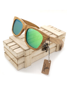 Ochelari de soare din lemn Bobo Bird AG007, lentila verde