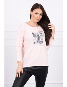 Kesi Bluza cu imprimeu Star Style pudra roz pudra