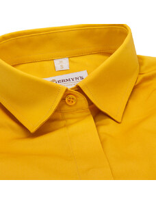 JERMYN'S Camasa office dama galben ocru din bumbac satinat Luxury Slim Fit EASY IRON pentru butoni