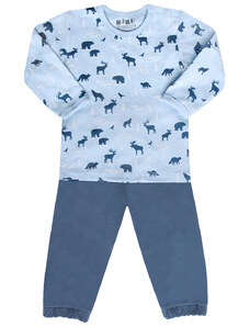 NINI Pijama doua piese, bumbac organic 100%, Blue Animals