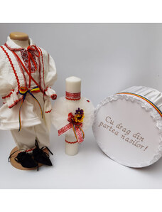 Magazin Traditional Set Traditional Botez - Costumas baietel Cutie pentru trusou Lumanare