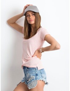 Fashionhunters Mélange roz V-gât t-shirt
