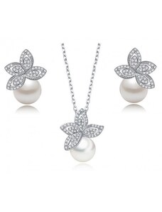 Set de bijuterii cu perle si cristale Lotus