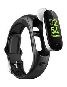 RegalSmart Bratara fitness smart V08S casca bluetooth, monitorizare puls, pedometru, vibratii, notificari, anti-lost, alerta sedentarism, Android, iOS, negru