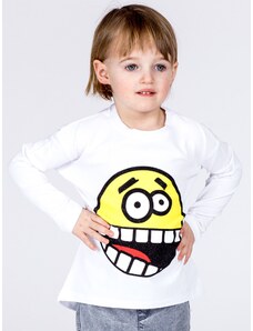 Fashionhunters Bluza pentru copii din bumbac cu imprimeu alb smiley