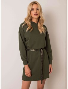 Fashionhunters Women's Sweatshirt Dress with Belt - khaki