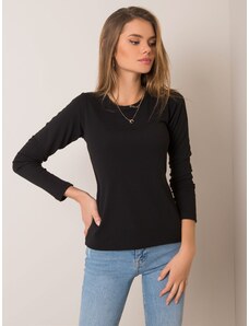 Fashionhunters Bluză neagră căptușită cu mâneci lungi