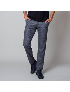 Willsoor Pantaloni gri bărbați cu model în carouri 12189