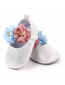 Pantofiori albi sidefati cu floricele
