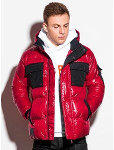 Ombre Clothing Geaca barbati de iarna Celestyn roşu XL