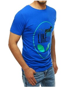 Basic Tricou albastru pentru bărbaţi cu imprimeu