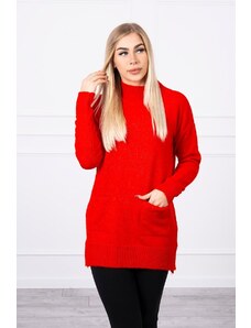 Kesi Sweater with stand-up collar red