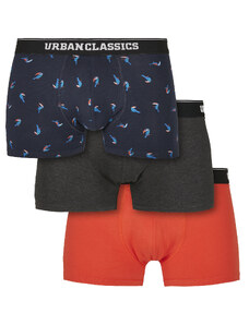 UC Men Boxer Pantaloni scurți 3-Pack Bird Aop + Boxer Orange + Cha