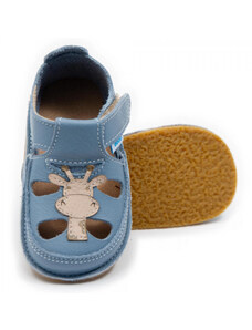 Sandale Baieti, Primii Pasi, Baby Blue cu Girafa, Dodo Shoes