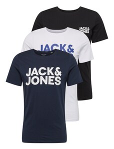JACK & JONES Tricou albastru marin / albastru gențiană / negru / alb