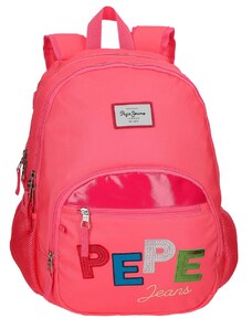 Pepe Jeans London Rucsac fete scoala, compartiment tableta 2 compartimente Pepe Jeans Kim roz, 31x46x15 cm