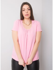 Fashionhunters Bluză din bumbac roz deschis plus dimensiune
