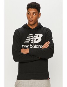 New Balance bluză MT03558BK bărbați, culoarea negru, cu imprimeu MT03558BK-001