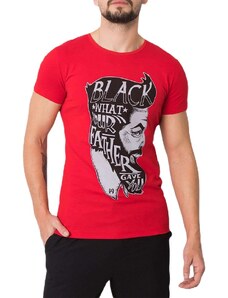 Basic tricou bărbătesc roşu cu imprimeu