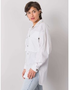 Fashionhunters RUE PARIS Cămașă albă pentru femei cu buzunare
