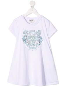 Kenzo Kids tiger-embroidered T-shirt dress - White