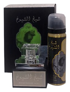 Lattafa Set Sheikh Shuyukh, apa de parfum 50 ml cu deodorant 50 ml, barbati