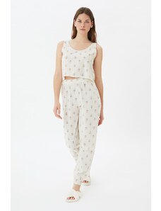 Trendyol alb floral model țesute pijamale Set