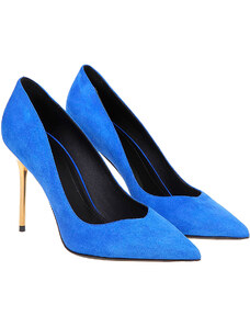 Balmain Pantofi cu Toc pentru Femei, Cobalt Albastru, Piele Întoarsă, 2024, 36 38.5